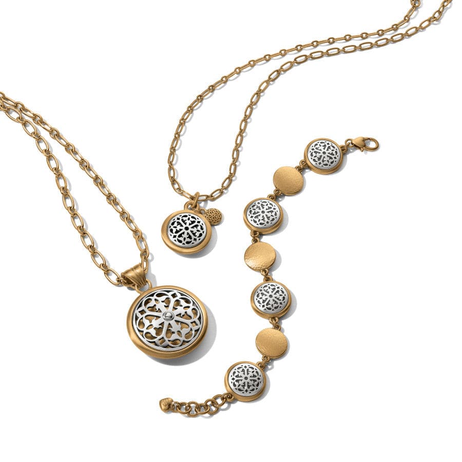 Ferrara Two Tone Luce Small Pendant Necklace show with complimentary necklace and bracelet