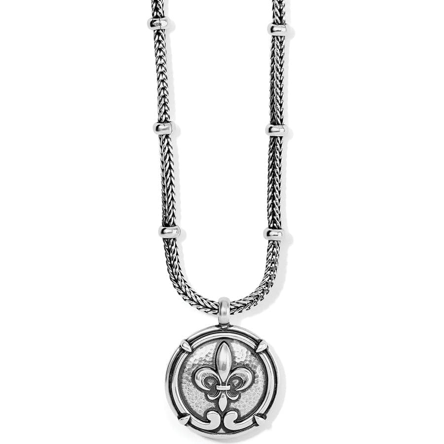 Fleur De Lis Large Coin Necklace silver 1