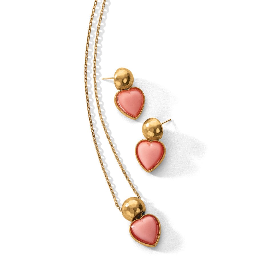 Loving Heart Post Drop Earrings gold-pink 2