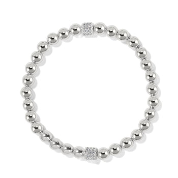 Meridian Petite Stretch Silver Bracelet latched top down view