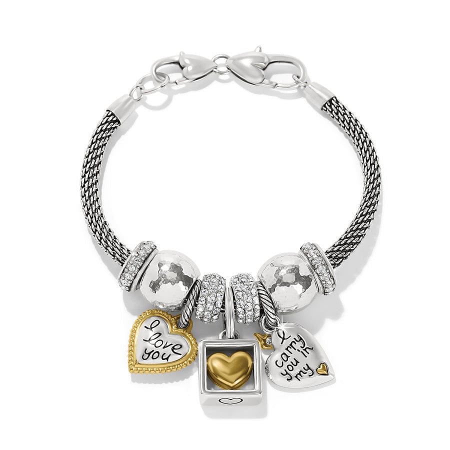 Mixed Metal Heart Charm Bracelet silver-gold 1