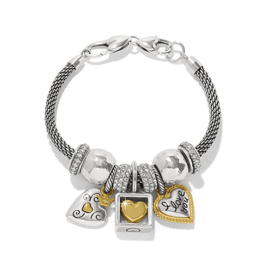 Mixed Metal Heart Charm Bracelet silver-gold 2