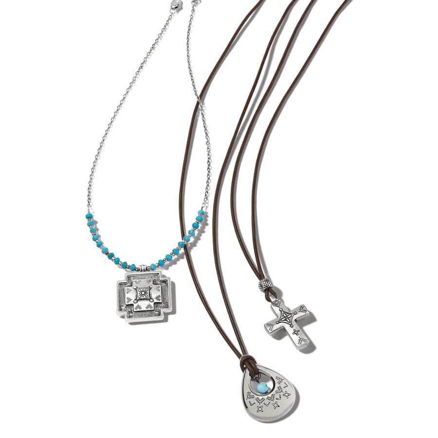 Mosaic Paseo Bead Cross Necklace silver 3