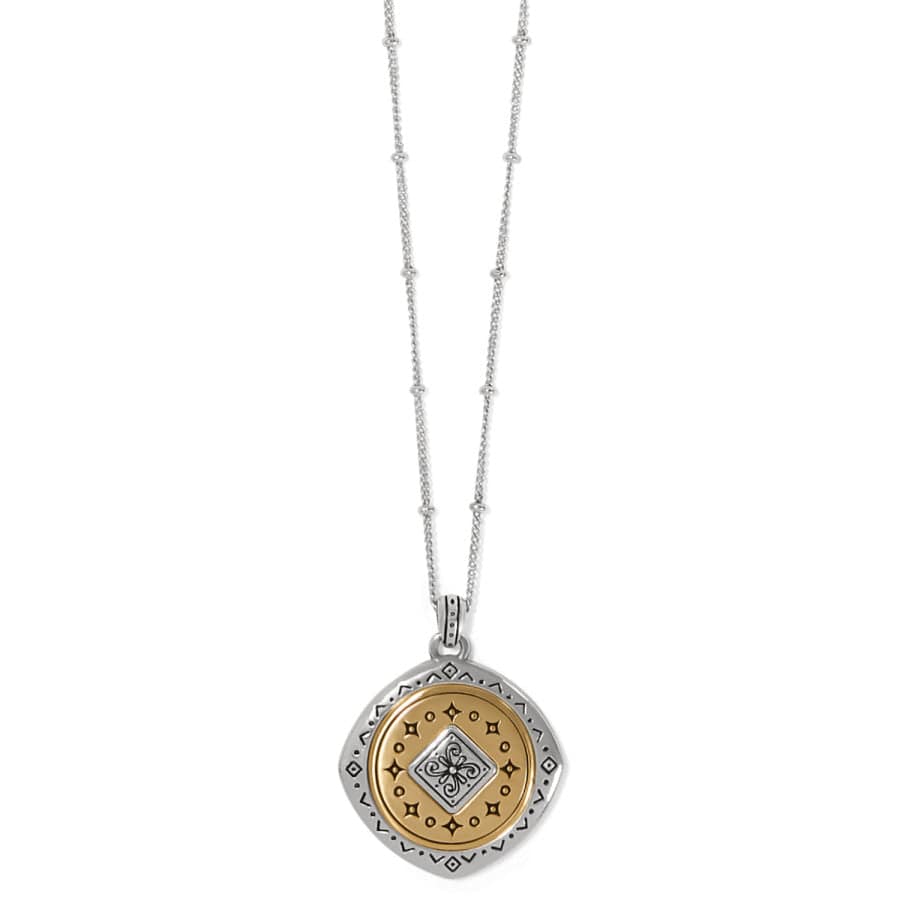 Mosaic Two Tone Pendant Necklace silver-gold 1