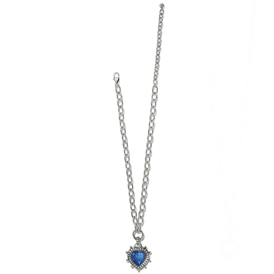 Pebble Dot Hati Lapis Heart Necklace with blue pendant full view shown on white background