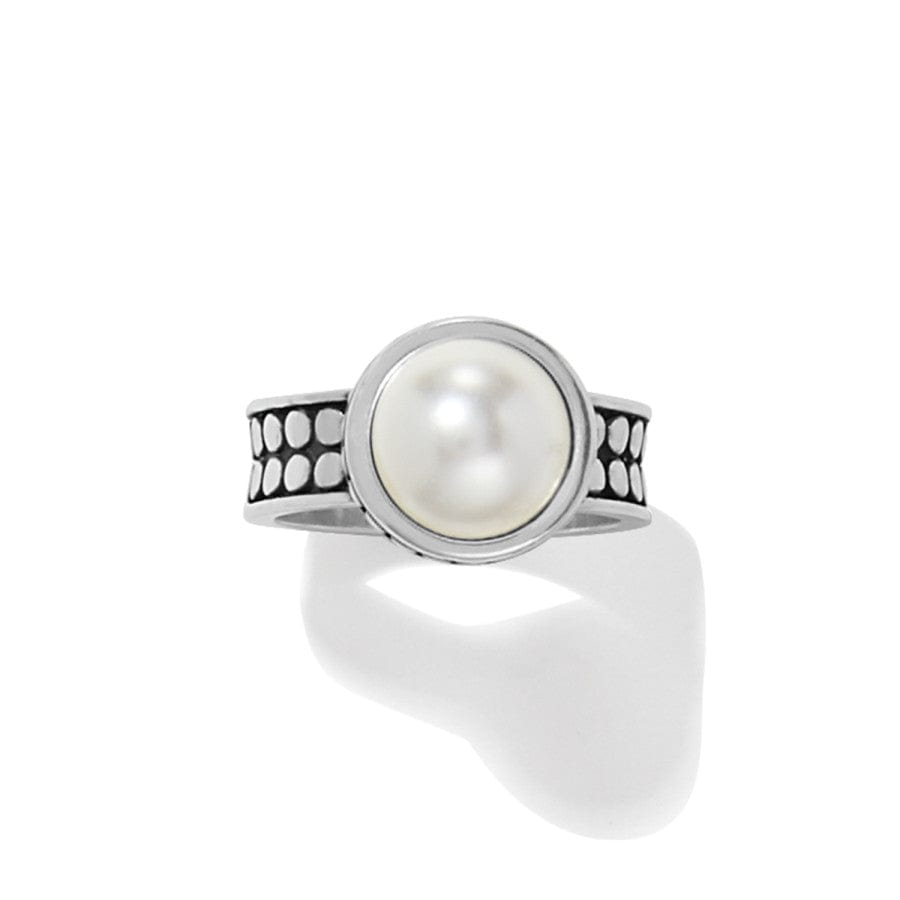 Pebble Dot Pearl Wide Band Ring silver-pearl 1