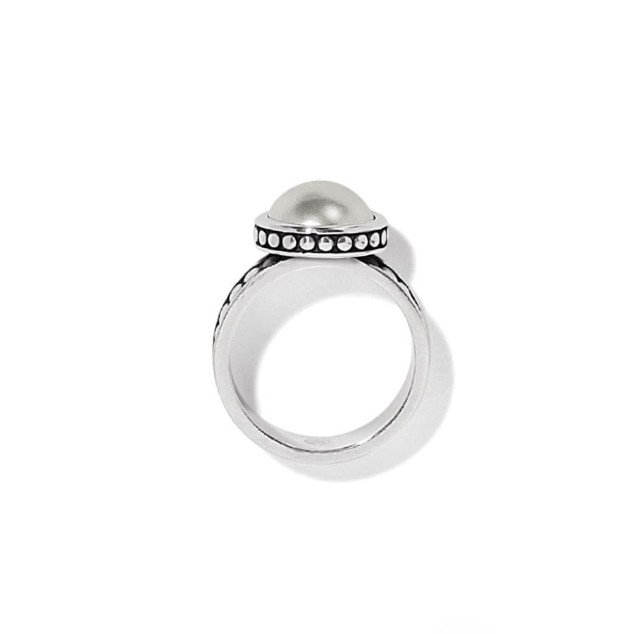 Pebble Dot Pearl Wide Band Ring silver-pearl 2