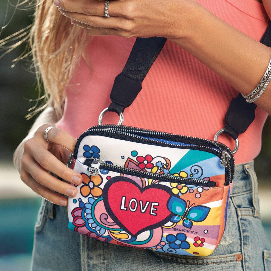 Buy the Brighton Pink Floral Leather Crossbody Purse | GoodwillFinds