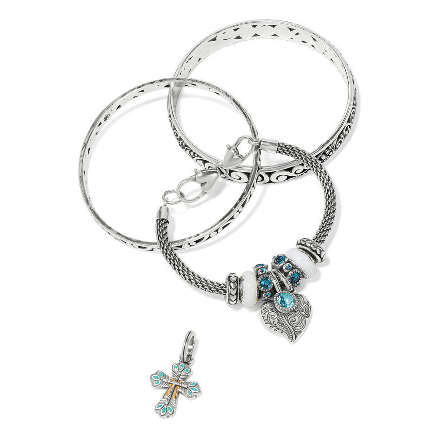 Pueblo Cross Charm silver-blue 3