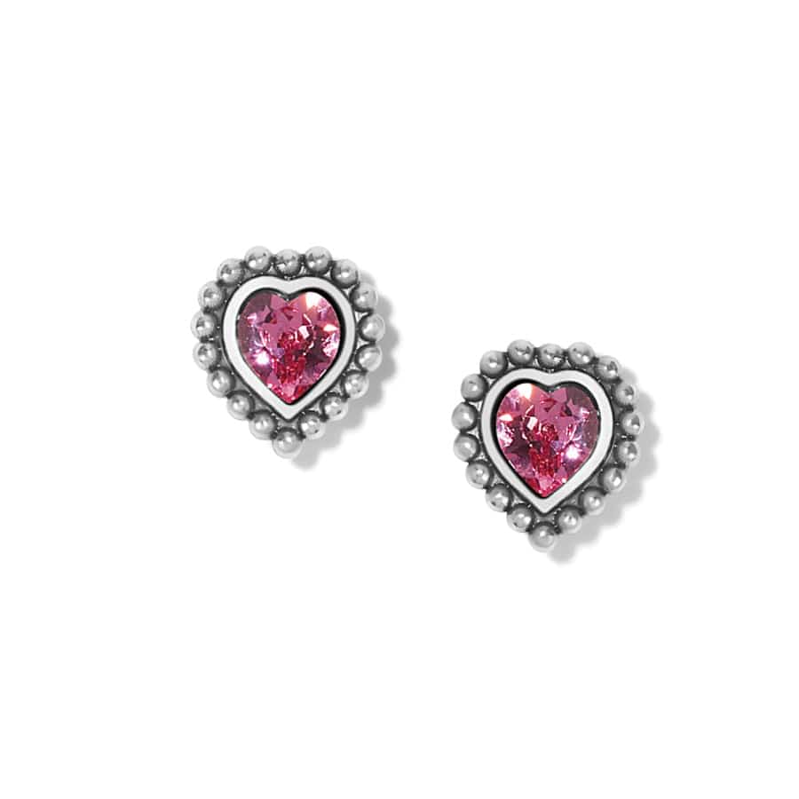 Shimmer Heart Mini Post Earrings silver-pink 2