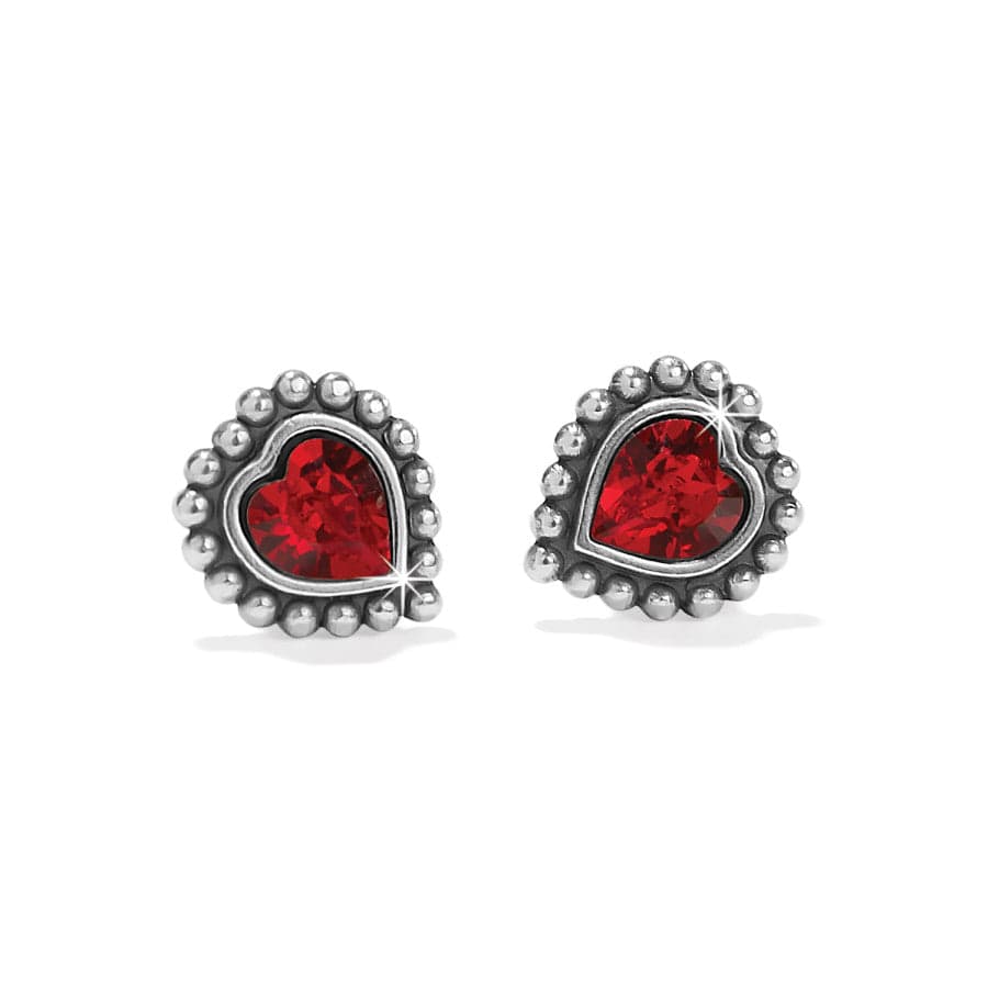 Shimmer Heart Mini Post Earrings silver-red 1